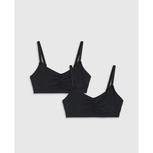 Quince Womens MicroModal Ruched Bralette 2 Pack Black S Ultra Soft Lounge NWOT